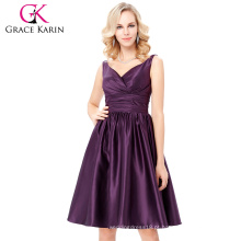 Grace Karin sem mangas com decote em V Satin vestido cor-de-rosa cor-de-rosa vestido curto vestido de festas 8 tamanho US 2 ~ 16 GK000126-2